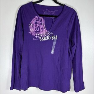 Ralph Lauren Polo Jeans Co Womens XL Purple V Neck Pullover Long Sleeve Top NWOT